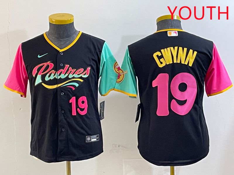 Youth San Diego Padres 19 Gwynn Black City Edition Game 2025 Nike MLB Jersey style 8